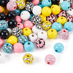 160шт окрашенные европейские бусины из натурального дерева&nbsp;WOOD-TA0002-60