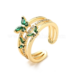 Открытое кольцо-манжета с кубическим цирконием и бабочкой RJEW-E046-18G