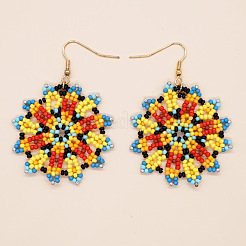 Серьги-подвески из цветочного стекла ручной работы&nbsp;EM8644