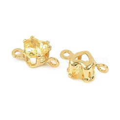 Подвески-сердечки с кубическим цирконием из латуни&nbsp;KK-P347-02G