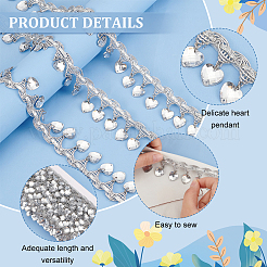 Кружевная лента из полиэстера с пластиковыми подвесками-кисточкой&nbsp;OCOR-WH0078-202A-02