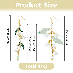 2 пара сережек-подвесок в форме цветка из нержавеющей стали 304&nbsp;EJEW-HS00008
