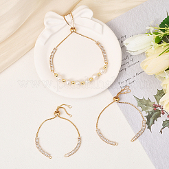 3 шт. латунный прозрачный кубический цирконий прямоугольный слайдер браслет изготовление&nbsp;BJEW-BBC0001-19