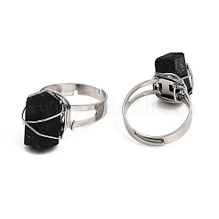 Регулируемые кольца на пальцы с натуральными драгоценными камнями в проволочной обмотке&nbsp;RJEW-I066-A