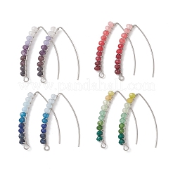 Серьги-крючки из натурального малайзийского нефрита&nbsp;EJEW-JE06887-01