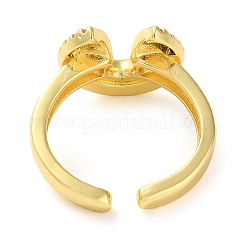 Стойка покрытие латунь микро паве кубический цирконий открытые манжеты кольца&nbsp;RJEW-K266-07B-G