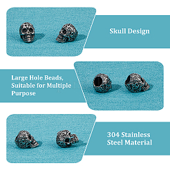 12 шт. европейские бусины из нержавеющей стали 304&nbsp;STAS-HS0001-05