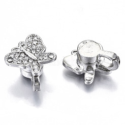 Магнитные застежки из латуни с микропейвом и прозрачным кубическим цирконием&nbsp;KK-N232-141P-NF