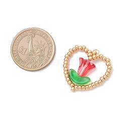 Подвески в виде сердечек и цветов из стеклянного бисера Miyuki&nbsp;PALLOY-MZ01079-02