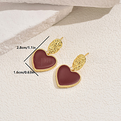 Изысканные латунные серьги-гвоздики в форме сердца&nbsp;KG8789