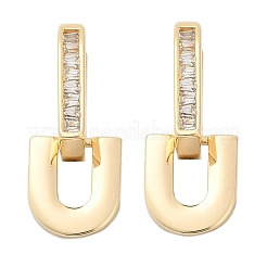 U-образные серьги-кольца из латуни с прозрачным кубическим цирконием&nbsp;EJEW-Q016-20G