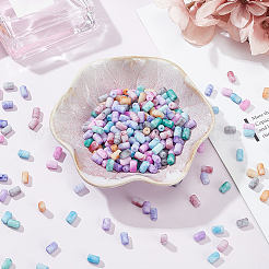 320 шт. 8-цветные непрозрачные стеклянные бусины с эффектом кракле&nbsp;FGLA-PH0001-05