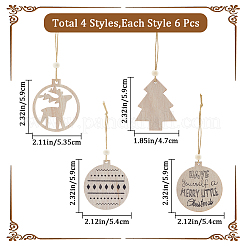2 комплект из 2 деревянных подвесок в рождественском стиле&nbsp;HJEW-GF0001-39A
