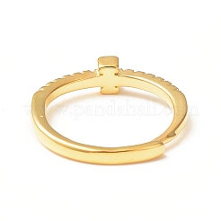 Прозрачное регулируемое кольцо с буквой из прозрачного циркония&nbsp;RJEW-C052-01G-I