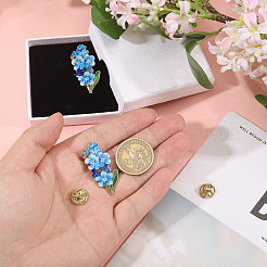 2 шт. эмалевая булавка из цинкового сплава «Незабудка»&nbsp;JEWB-CA0001-77