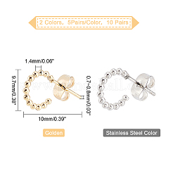 10 пара 2-х стилевых серег-полукольцов из нержавеющей стали 304&nbsp;EJEW-DC0001-02