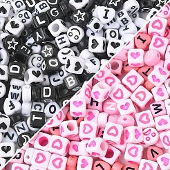 300шт 6 стиля непрозрачные бусины из акриловой эмали&nbsp;MACR-YW0004-26