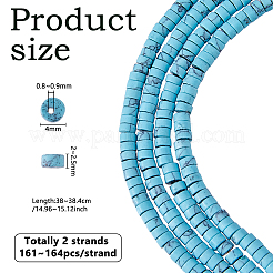 2 нити окрашенных синтетических бирюзовых бусин&nbsp;G-DC0001-62
