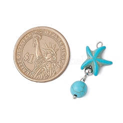 8 шт. 8-х цветные синтетические бирюзовые круглые подвески в виде морской звезды&nbsp;PALLOY-JF04127