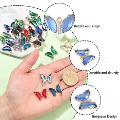 12 шт. латунные подвески-соединители с граненым стеклом&nbsp;FIND-YW0007-50