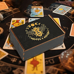 Прямоугольные гравированные фанерные деревянные коробки для хранения таро с раздвижной крышкой&nbsp;CON-WH20008-10C