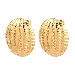 Овальные текстурированные серьги-гвоздики из нержавеющей стали 304&nbsp;EJEW-I320-21G-04