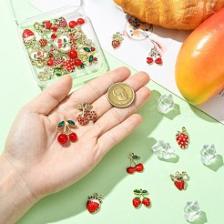 28 шт. 14 стиля подвески-фрукты из цинкового сплава со стразами&nbsp;FIND-CJ0004-95