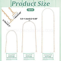 3 шт. 3 стиля цепочек для кошелька из АБС-пластика с имитацией жемчуга&nbsp;FIND-WR0009-73B