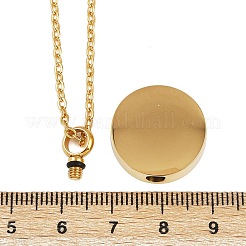 304 нержавеющая сталь плоская круглая подвеска урна для праха домашних животных ожерелья&nbsp;LS-NJEW-S455-01G