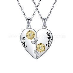 2 шт. ожерелье с подвеской в виде сердца подсолнечника из сплава со стразами для матери и дочери на день матери&nbsp;FS-WGEE931-01