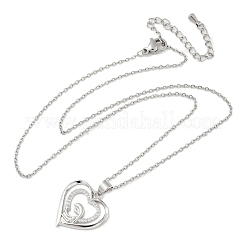 День матери латунные микропаве прозрачные кубические цирконии ожерелья с подвеской в виде сердца для матери и ребенка для женщин&nbsp;NJEW-C085-01C-P