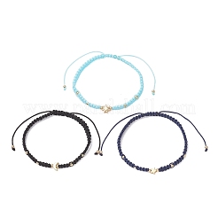 3 шт. плетеные браслеты из латунных бусин для женщин&nbsp;BJEW-JB13223