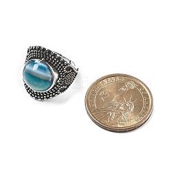 Регулируемые кольца из натурального полосчатого агата&nbsp;RJEW-I108-03AS-04