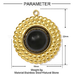 Нержавеющая сталь 304 с подвесками из синтетического черного оникса&nbsp;STAS-OY001-47G