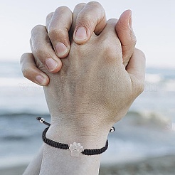 Отпечаток лапы урна для пепла из нержавеющей стали для домашних животных регулируемые браслеты с бусинами&nbsp;BJEW-AN0001-82