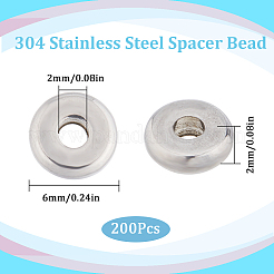 200 шт. разделительные бусины из нержавеющей стали 304&nbsp;STAS-SC0006-71