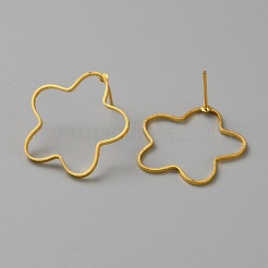 Серьги-гвоздики из золотой латуни с полой геометрией&nbsp;EJEW-WH0012-127H