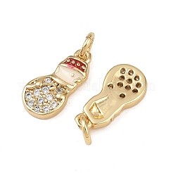 Рождественские латунные эмалевые подвески с микропаве из кубических цирконий&nbsp;KK-L255-19G-07