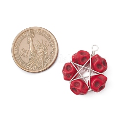 7 шт. 7-х цветные подвески в виде черепа из искусственной бирюзы&nbsp;PALLOY-TA00297