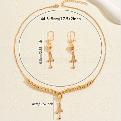 Винтажное латунное колье и серьги с круглыми бусинами и кисточками для женщин.&nbsp;KK0094