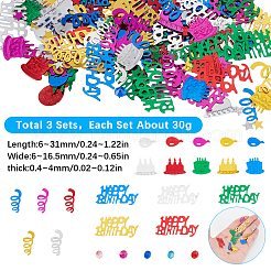 3 комплект пластиковых конфетти «С днем рождения»&nbsp;DIY-SC0028-58