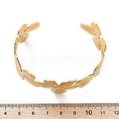 Браслеты-манжеты из нержавеющей стали 304 с цветком для женщин&nbsp;BJEW-M313-05G