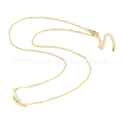 Ожерелье-подвеска из пластика с искусственным жемчугом в форме горошины и латунными цепочками-тросами&nbsp;LS-NJEW-F316-01G