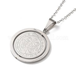 Женские вращающиеся подвески-медали Святого Бенедикта из нержавеющей стали 304&nbsp;NJEW-G187-01P