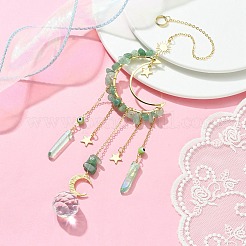 Подвесные латунные украшения в виде луны и звезды&nbsp;HJEW-TA00095-03