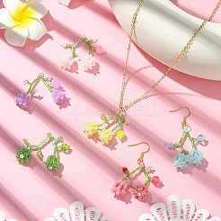 6 шт. подвески в виде ландышей из двухцветного стеклянного бисера ручной работы&nbsp;SEED-CJ0001-25