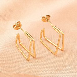 Двухслойные квадратные серьги-гвоздики из нержавеющей стали 304&nbsp;EJEW-D339-02G