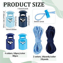 40 шт. 4-х цветные пластиковые пружинные шнуровые замки&nbsp;KY-PH0002-33B