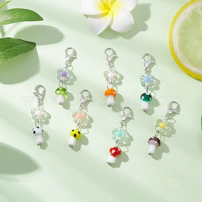 Кулон лэмпворк в виде грибов ручной работы HJEW-JM03251-1