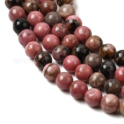 Природные родонит бисер нитей&nbsp;G-G717-4mm-1